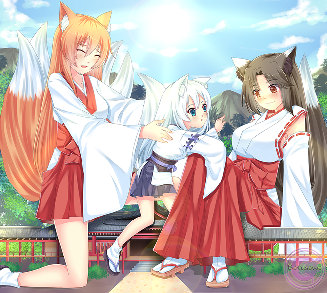 kitsune_trio__oc_commission__by_batusawa-d7fjuih.png