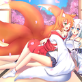 playful foxes  oc commission  by batusawa-d6qx7o0